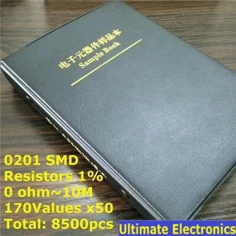 

Книга образцов резистора SMD 0201 170 значений * 50 шт. = 8000 шт. Набор из наборов чип-резисторов от 0 Ом до 10 м