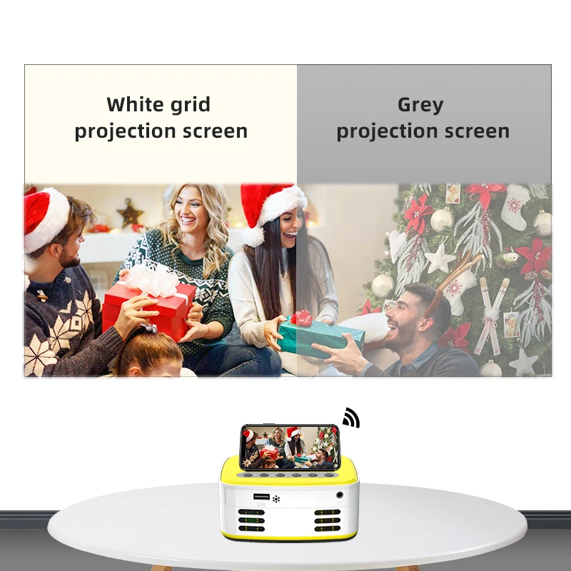 LEJIADA Projector Screen 60-130 inch White Grid Anti-Light 160 ° Viewing Angle Reflective Projection Screen Indoor Outdoor Movie