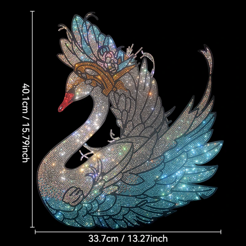 IZEVUS DIY Rhinestone Heat Transfer Patch, Swan & Butterfly Bling Crystal Sticker For T-shirt Jacket