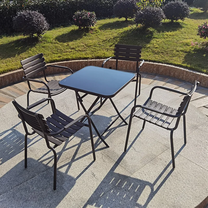 Tables and chairs plastic wood courtyard garden wrought iron milk tea shop stall outdoor terrace small coffee table combination