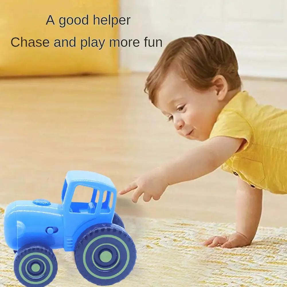 Mini Blue Tractor Car Toy With Music Educational Models For Children Birthday Gifts A8o6