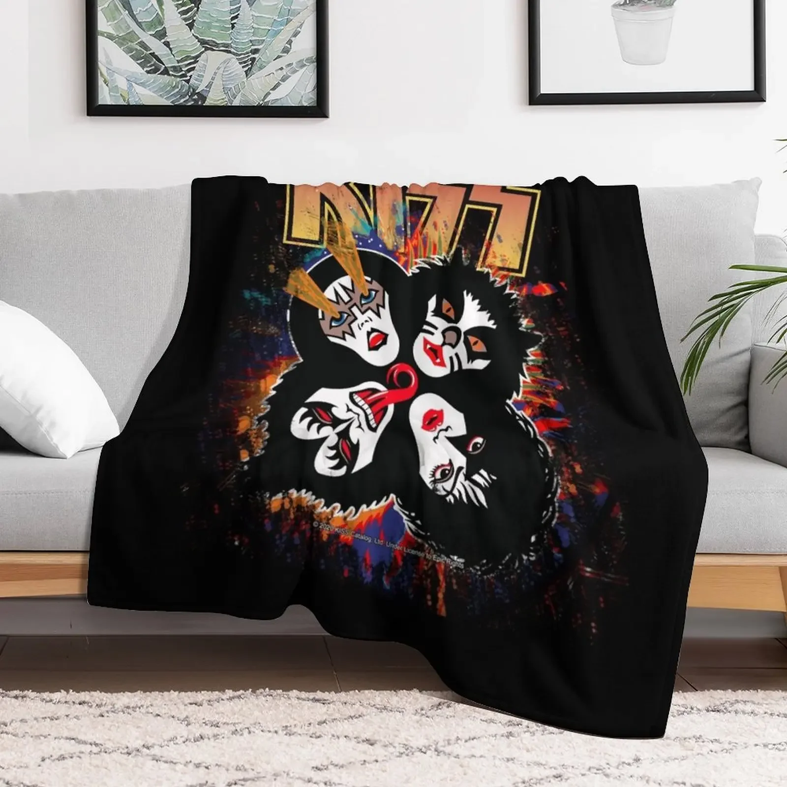 KISS ? the Band - Rock and Roll Over Splash Logo Throw Blanket Loose Sofa Quilt Sofa Throw Fashion Sofas Blankets