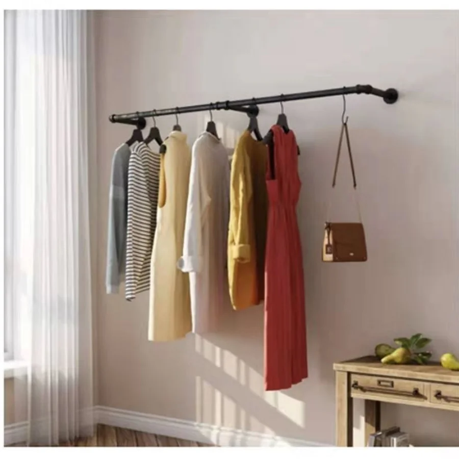 

Clothing rack Industrial air hose hanger Upper wall display coat rack Wall-mounted wrought iron hanger