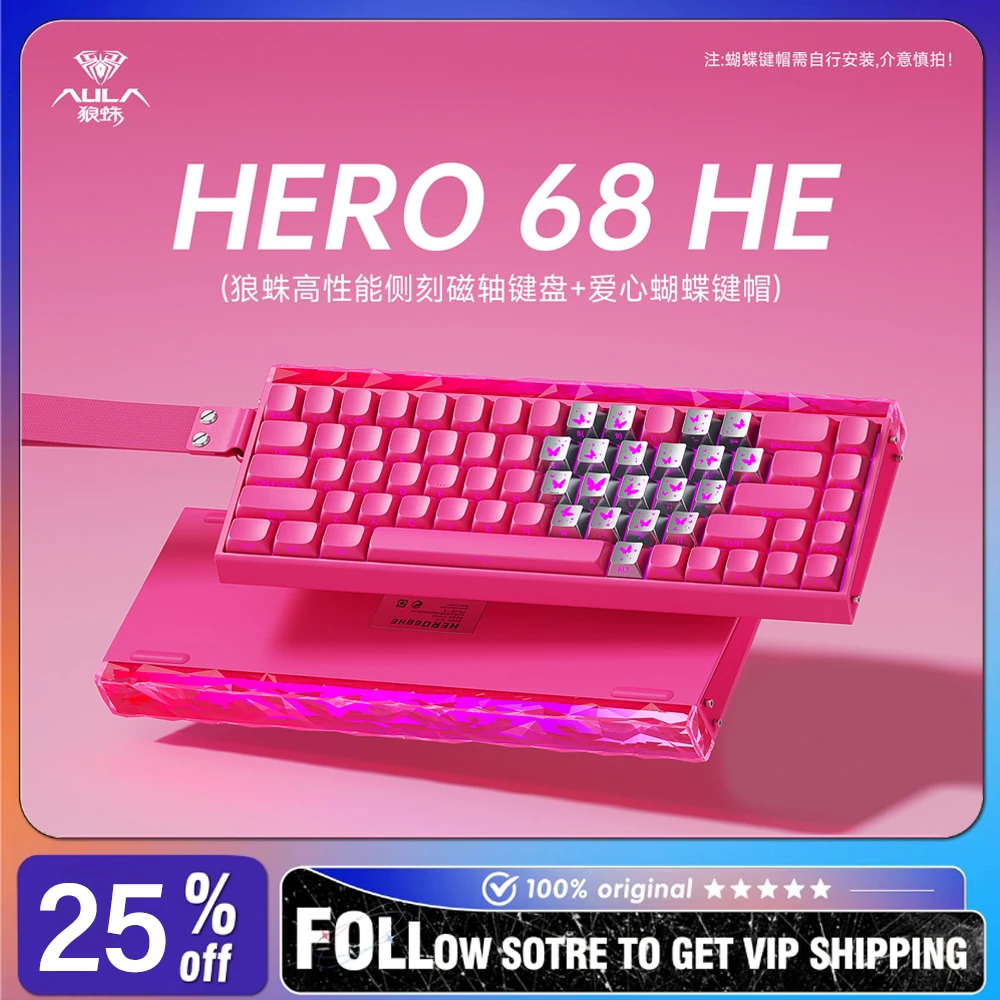 

Механическая клавиатура AULA Hero68 HERO 68 HE с магнитными переключателями, боковой гравировкой клавиш, RGB-подсветкой, возможностью горячей замены, для киберспорта, геймеров, офиса, подарок