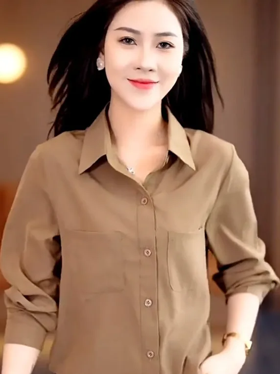 

Casual Women's ort irt Loose Long Sve Autumn Spring Ele plus Size Small Figure Friendly Big Code Faionable