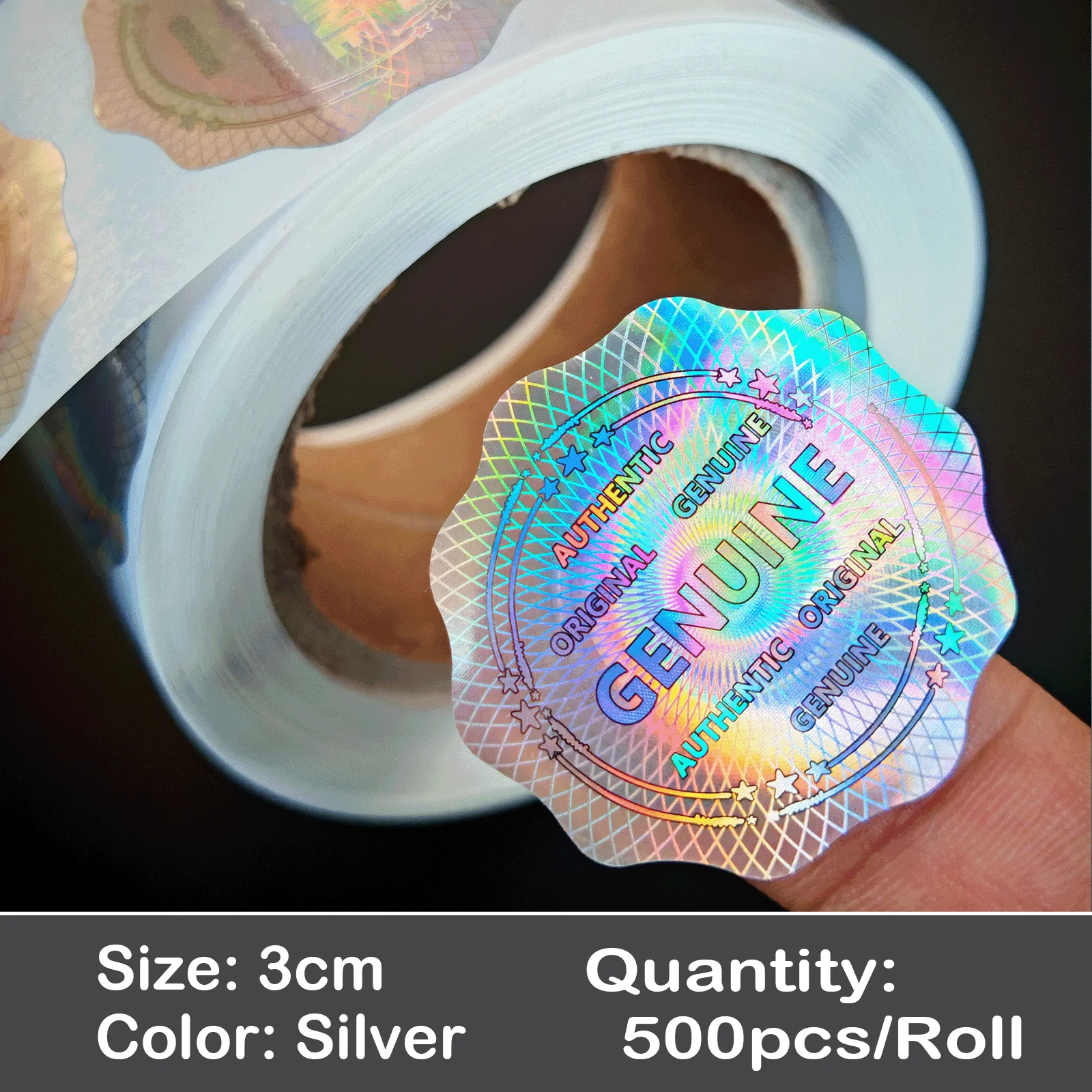 500 Stück pro Rolle Hologramm Manipulationssichere Aufkleber Original Echte Sicherheits-Garantie-Siegel-Etiketten Universelles Erd-Design 15mm – Detail 4