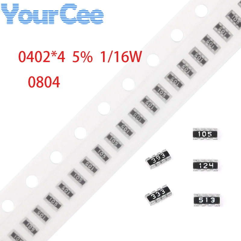 

100 шт. 5% 0804*4 0402 сетевой резистор SMD Array 5% ~ 1M 120 120 150 510 560 620 680 K 12K 20K 22K 30K 33K 39K 3,9 K 120K 150K 1M Ом