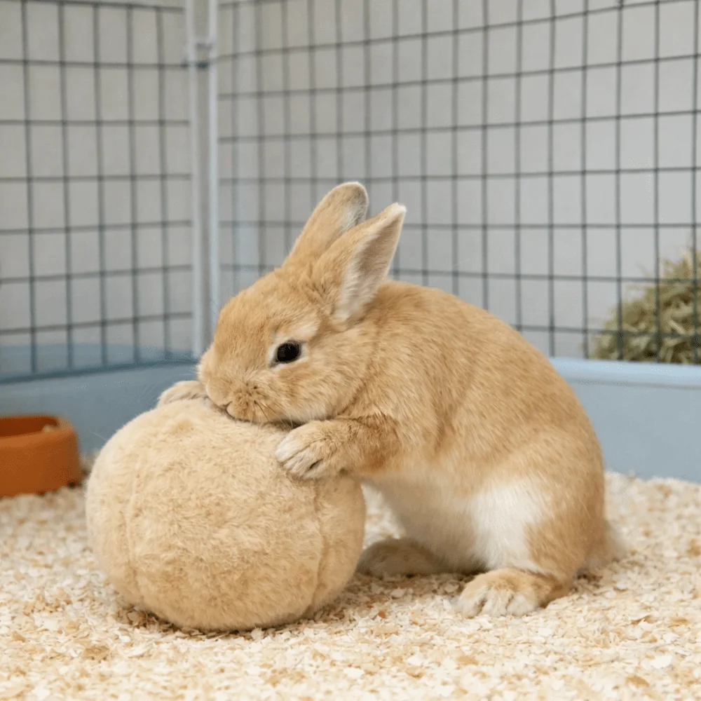 Pelota de Peluche para Conejos Resistente a Mordidas, Simulación de Nalgas de Conejo, Pelota Masticable para Mascotas, Pelota Suave y Cómoda para Aliviar el Estrés de los Conejos