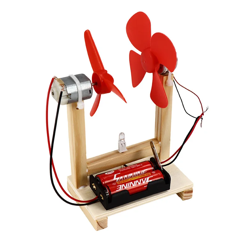 ألعاب التجربة العلمية للأطفال لتقوم بها بنفسك تكنولوجيا مواد توربينات الرياح إنتاج صغير تجربة طاقة الرياح الإبداعية