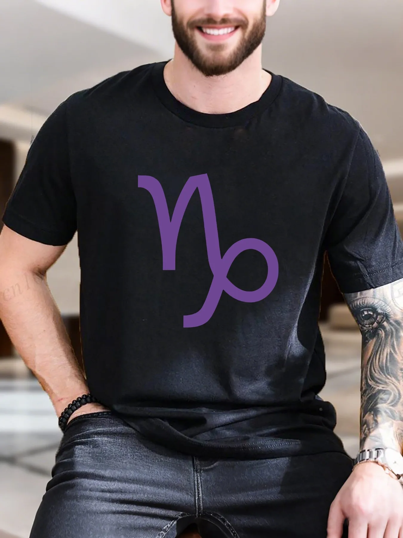 

New Arrival Fashion Men's Stylish Printed T-Shirt Purple Square Pattern 100% Cotton Breathable Tee Casual Comfort Fit Trendy Squ
