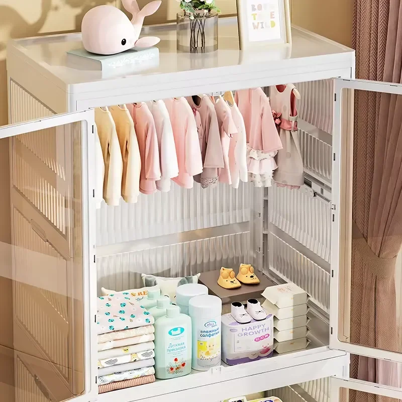 Large Capacity Folding Plastic Storage Box For Kids Clothes Quilt Simple Light Luxury Design Free Installation Home Organizer