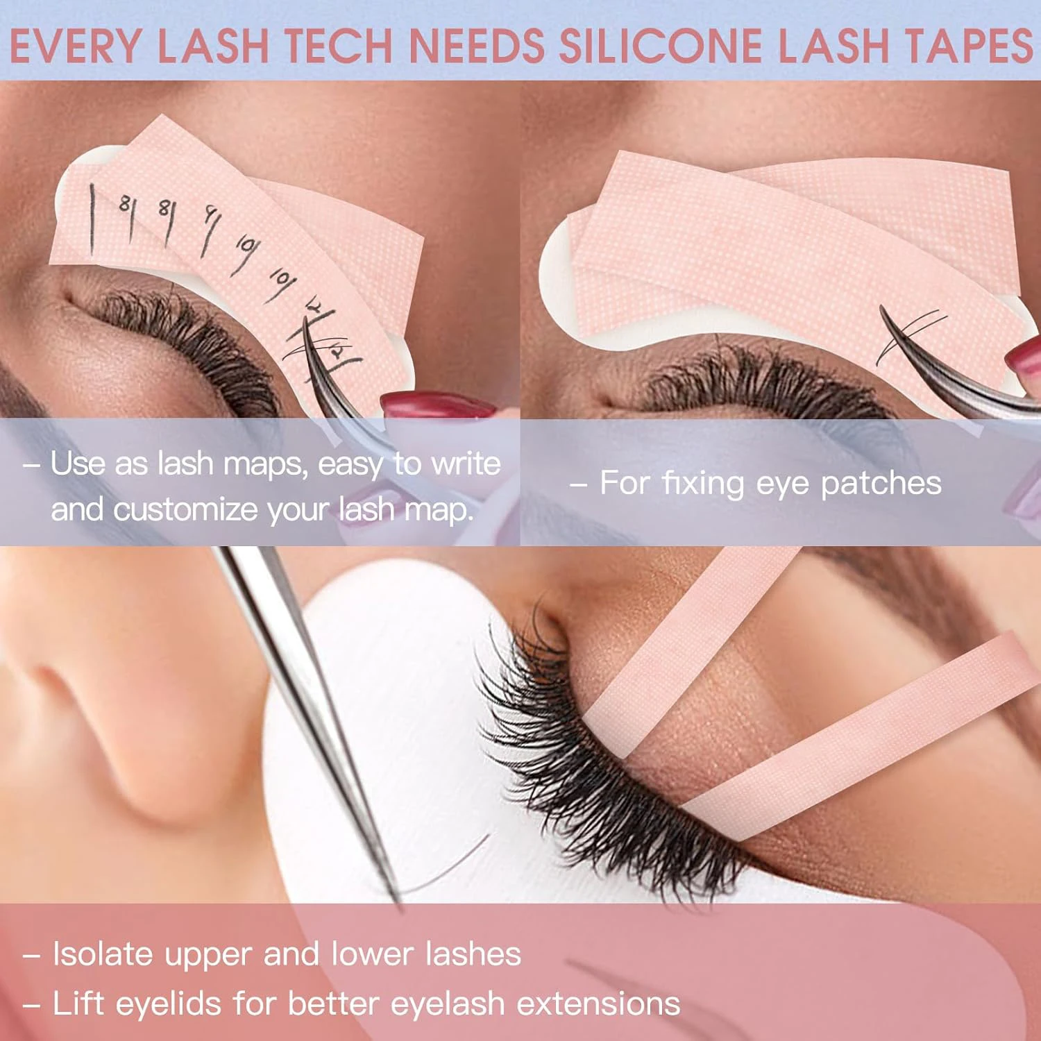 2pcs New Silicone Gel Eyelash Tape for Eyelash Extensions Lash Extension Tape Sensitive Tape Supply Eyelash Sticker Eye Pads