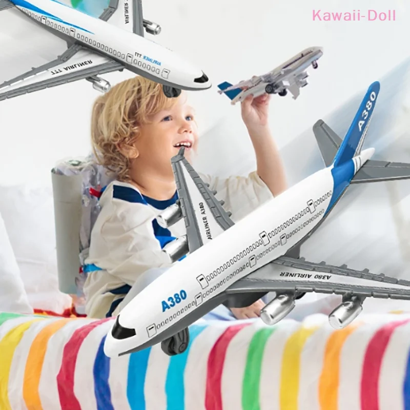 

[DO]1/2PCS Simulation Alloy Inertia Airplane Airliner Toys Pull Back Airplane Toy Model Gift Desktop Ornament[DO]