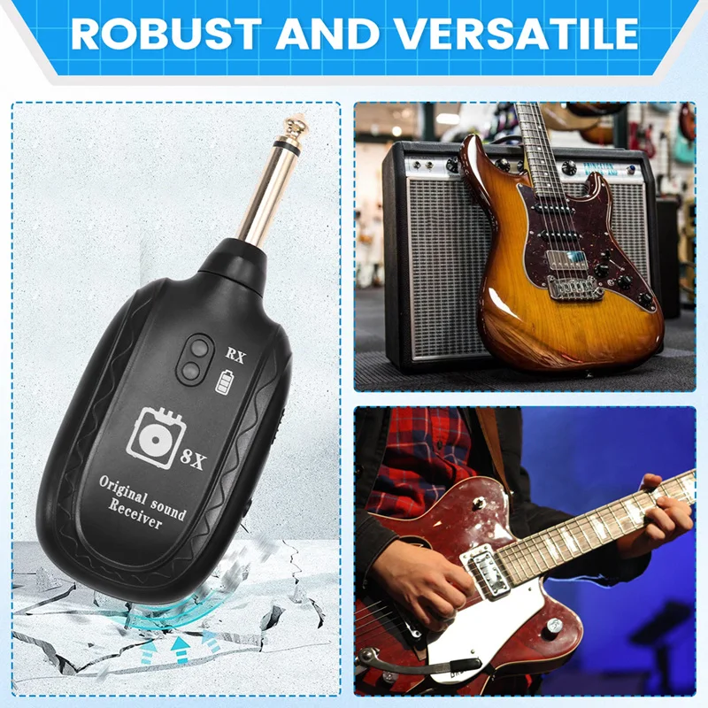 8X Wireless Guitar System Wireless Guitar Transmitter Receiver For Electric Guitar Bass Violin