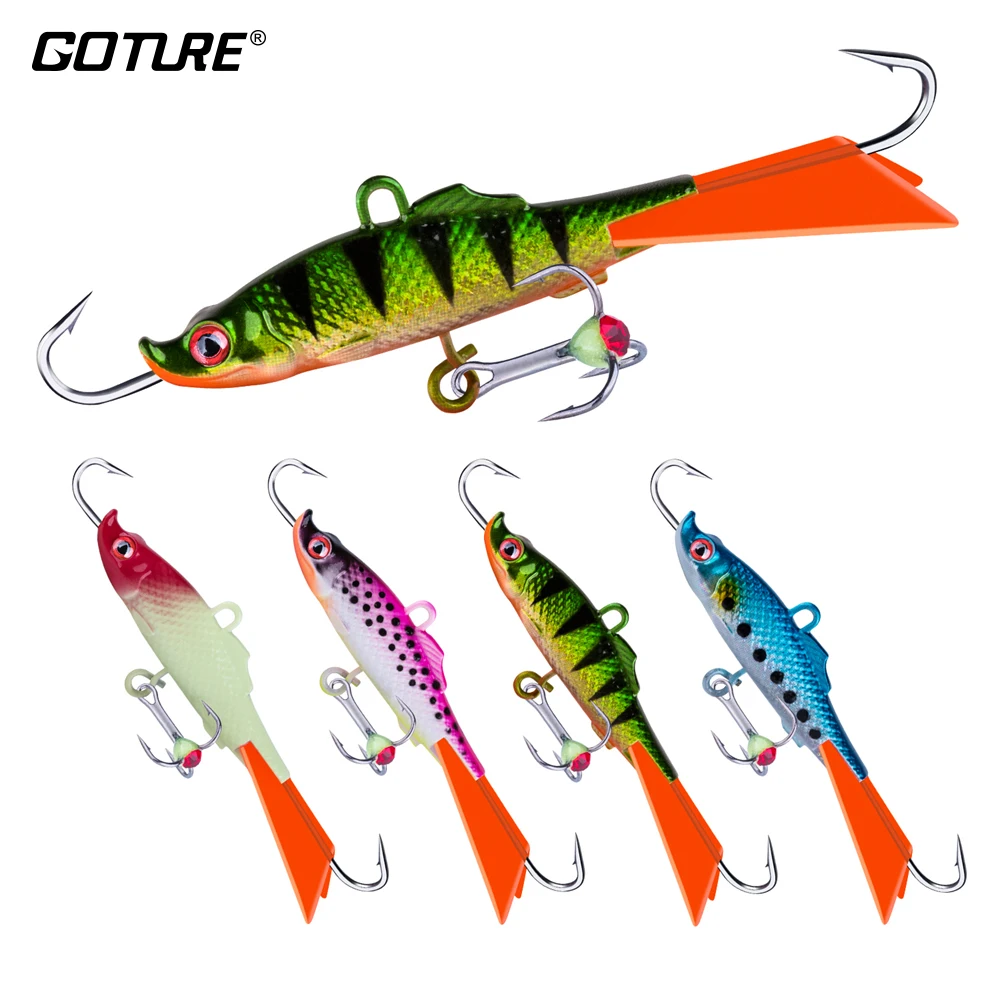 Goture Ice Jig Winter Fishing Lure Balancers Hard Artificial Bait with Luminous Hooks For Perch Pike Winter Fishing 15g 68mm 1PC