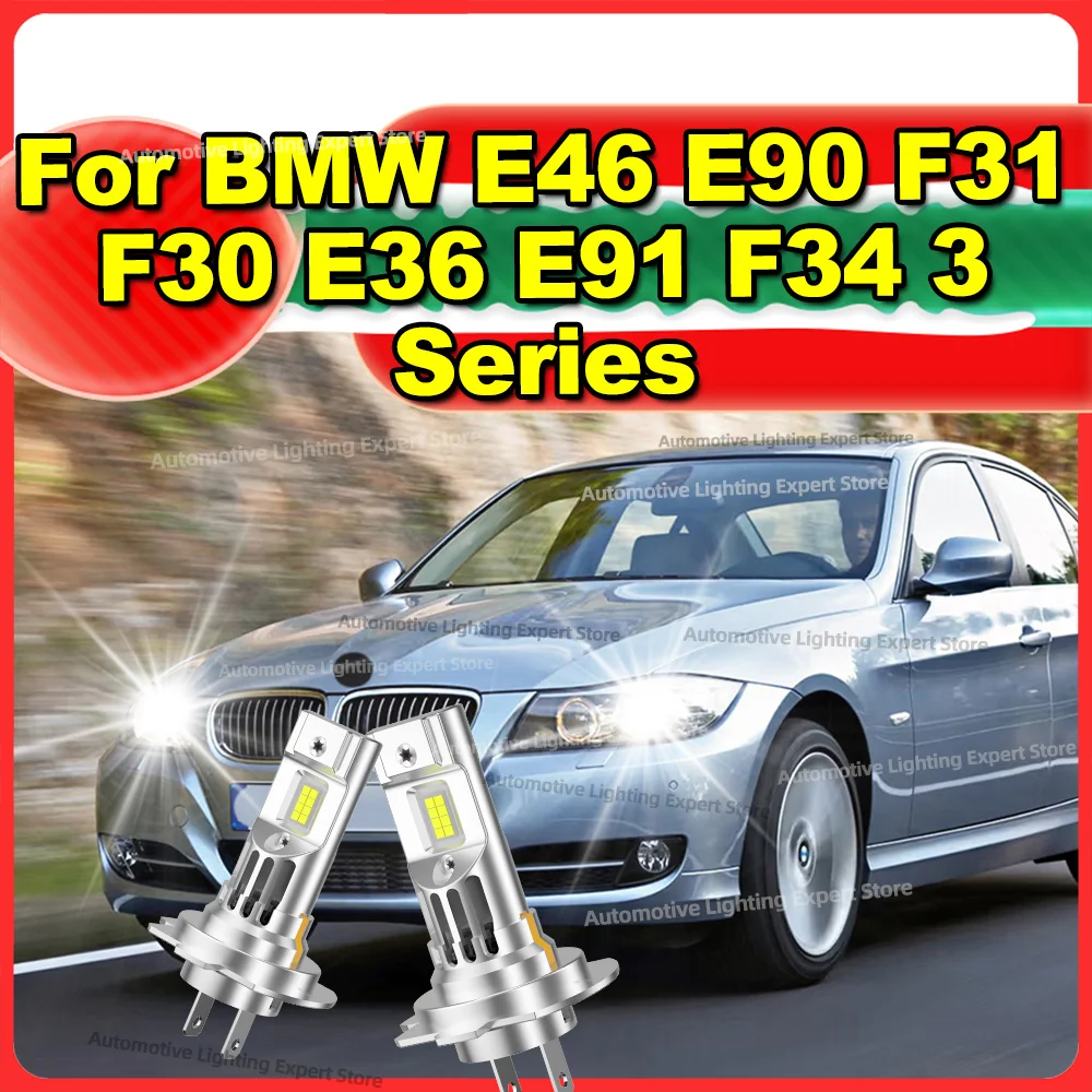 LED Car Headlight 180W 6000K With Fan Turbo Lights Bulbs For BMW E46 E90 F31 F30 E36 E91 F34 3 Series