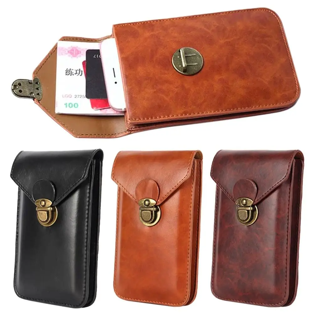 Fashion Leather Phone Belt Bag WaterProof Universal Waist Bag Multifunctional Male Waist Pouch Men