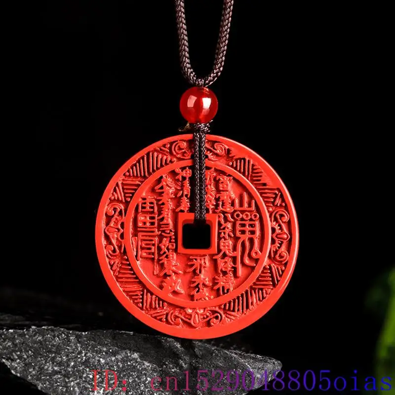 Red Cinnabar Wealth Pendant Men Gift Vintage Carved Natural Jewelry Fashion Chinese Gifts for Women Gemstone Accessories