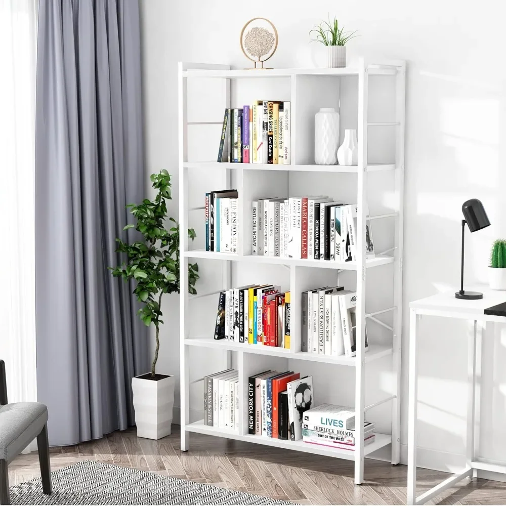 White bookshelves, 8 three-dimensional spaces for bedrooms, living rooms, offices, bookshelves in simple and modern style.