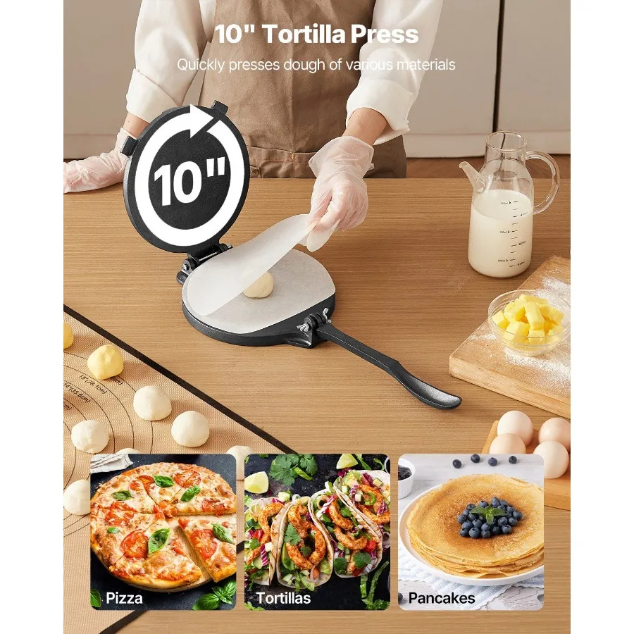ماكينة ضغط التورتيلا مقاس 10 بوصة، ماكينة صنع عجائن روتي، حديد زهر عالي التحمل
