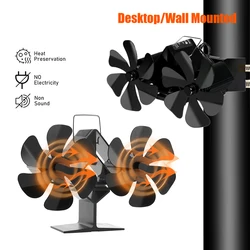 12 Blades Heat Powered Stove Fan Wood Burning Stove Fan for Log Burning Silent Energy Saving Fireplace Fan with Overheat Protect