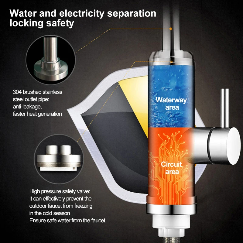 Электрический водонагреватель, дисплей температуры, универсальный шланг без резервуара, кухонный кран, мгновенный нагрев холодной воды, 3000 Вт, 110