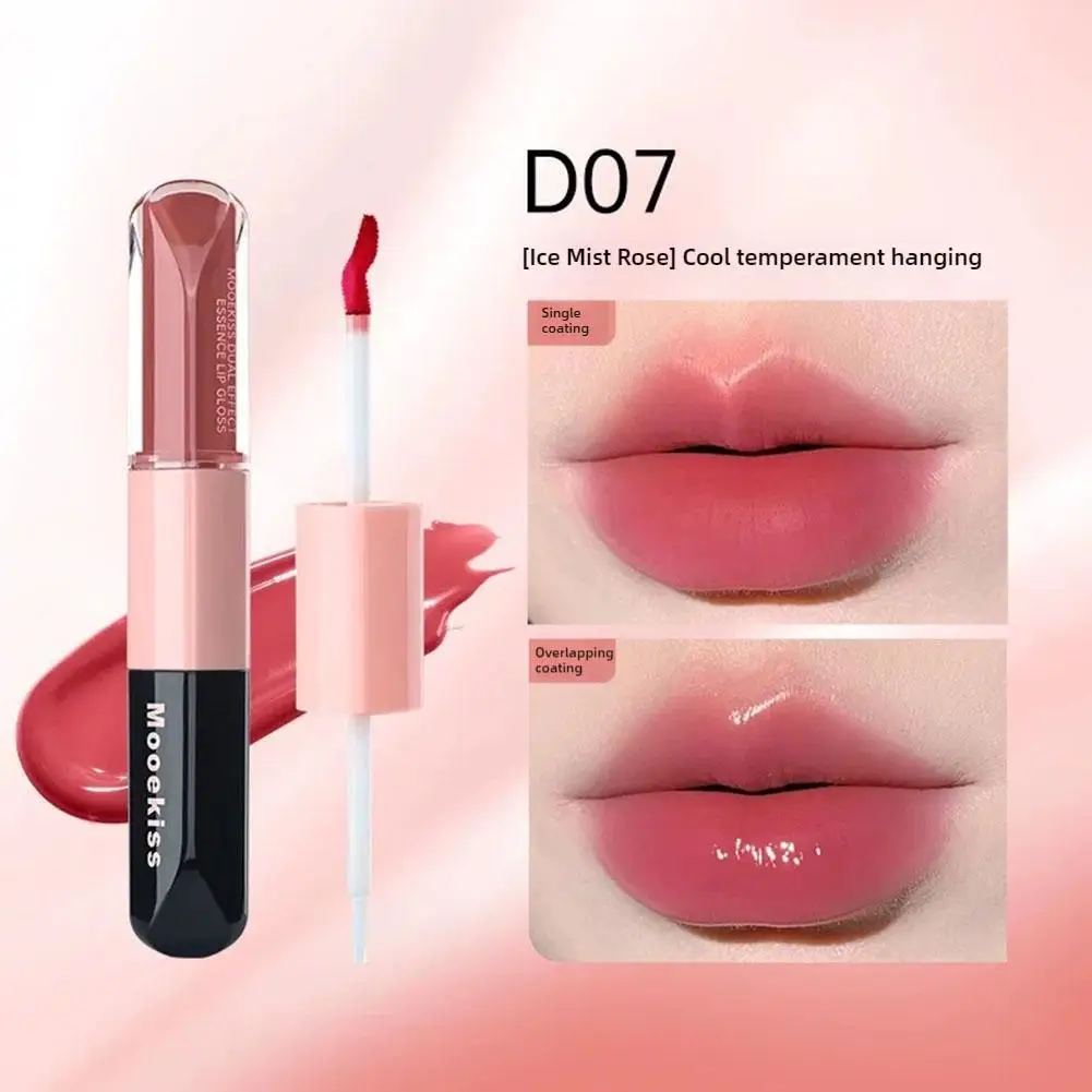 Tweekoppige hydraterende spiegelglans Langdurige stok Waterdichte vloeibare lippenstift Niet-hydraterende make-up Natuurlijke beker X9Z8