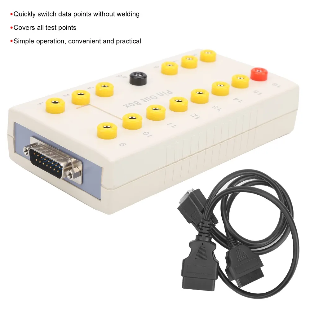 ABS OBD2 Pin Out Box Side DB15 Expansion Port Included OBD Male-Female Cord OBD2 Diagnostic Cable No Welding