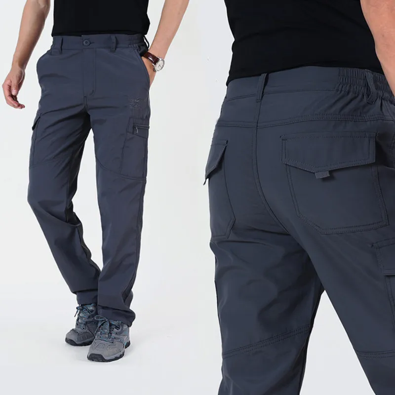 

Мужские брюки карго для весны и осени, средней плотности, повседневные, водонепроницаемые, для активного отдыха, с эластичным поясом, рабочие, длинные