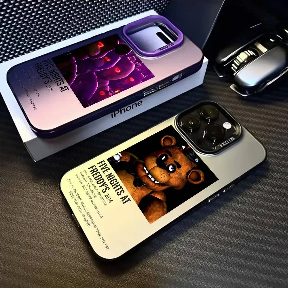 F-FNAF-Five-nights-At-F-Freddys Phone Case For IPhone 17 16 15 14 13 12 Pro Max  Multicolor Matte Laser Metallic Aurora Funda