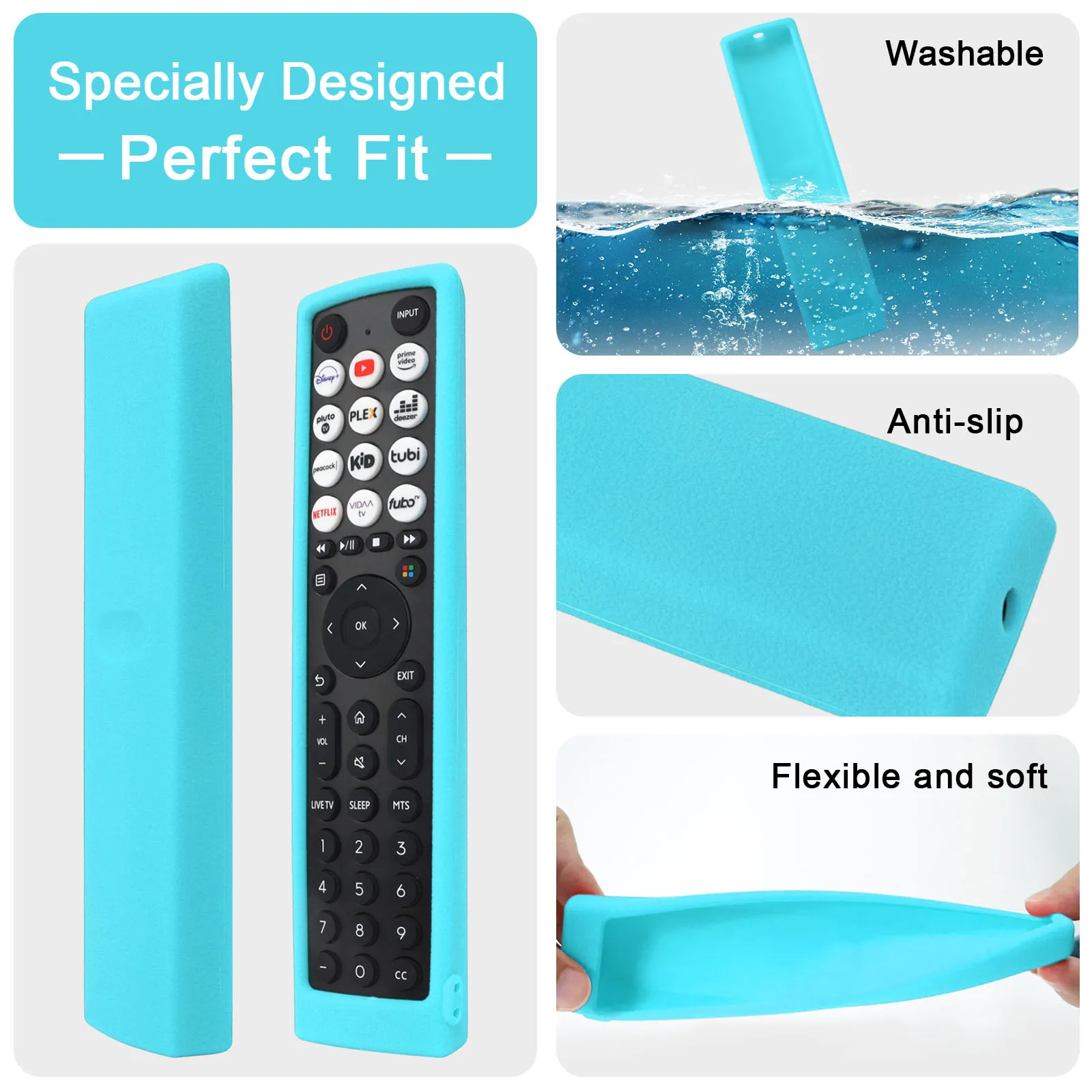 Silicone Case Fit for Hisense Smart Vidaa TV remote control EN2J36H EN2F36H EN2D36H ERF2N36H Protective Sheath Cover Anti-Slip 