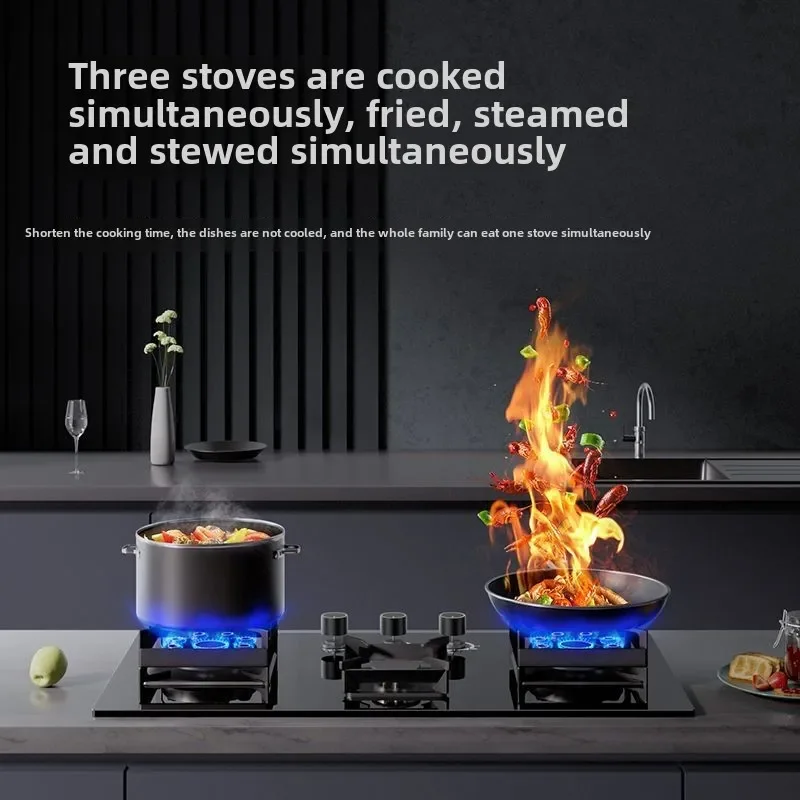 Gas stove household three-eye gas stove natural double stove embedded liquefied gas three-head head