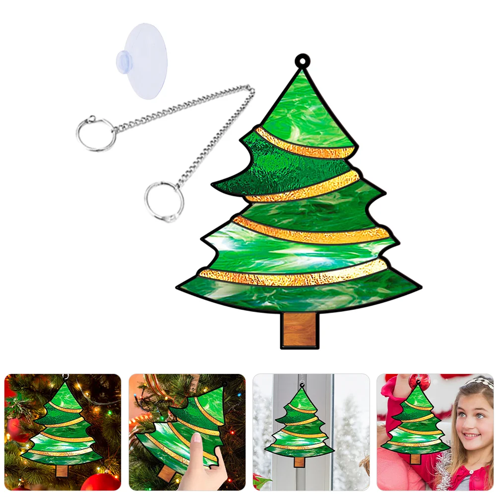 Christmas Window Decor Tree Hanging Acrylic Pendants Listing Front Door Sign Home