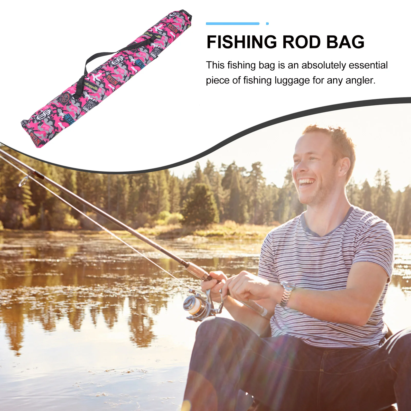 Description Picture 3 of itemFishing Rod Bags Fishing Pole Holders Oxford Cloth Portable Fishing Bag Pink Fish Rod Storage Bag Fishing Pole Case Bag Women