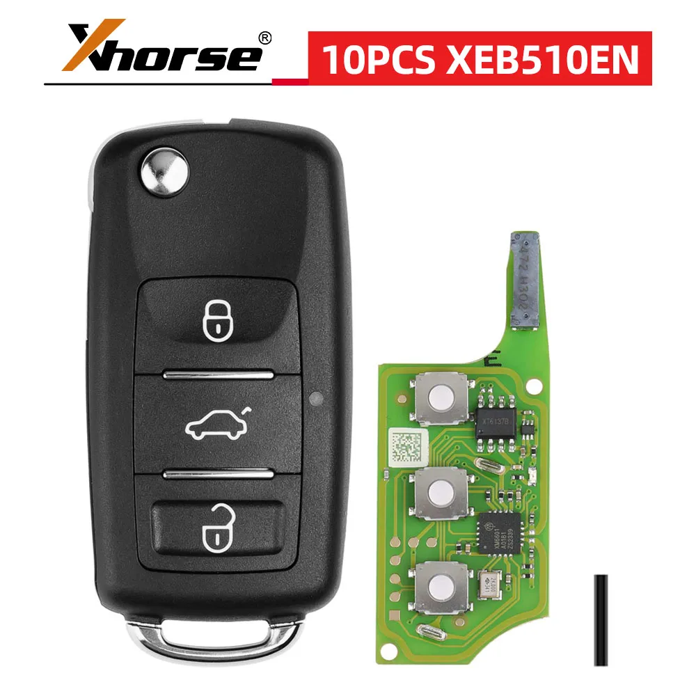 10pcs/Lot XHORSE XEB510EN B5 Super Remote Key 3 Buttons with XT27B Super Chip for Volkswagen B5 Type for VVDI2, Key Tool Max Pro