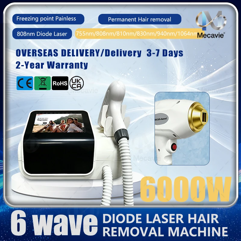 4-golflengte diodelaser ontharingsapparaat 755 808 940 1064nm met ijskoeling, touchscreen, draagbaar, professioneel esthetisch apparaat voor gebruik in salon, spa en thuisstudio