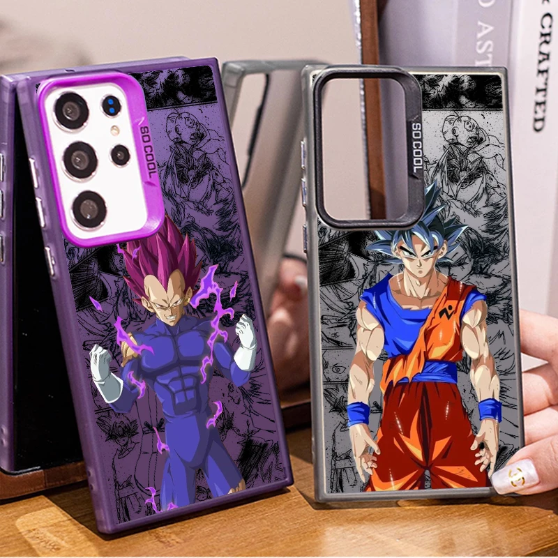 Art D-Dragon Ball Vegeta Goku For Samsung Galaxy S24 S23 S22 S21 S20 Note 20 Ultra Plus FE 5G Colorful Silver Cover Phone Case