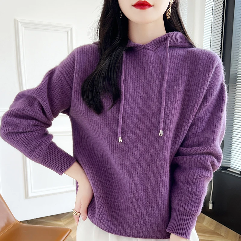 Hoodie Pullovers Free shipping Women Sweaters 100% Wool Knitted Sweaters Leisure Warm Tops 2024 Autumn/Winter New Clothing