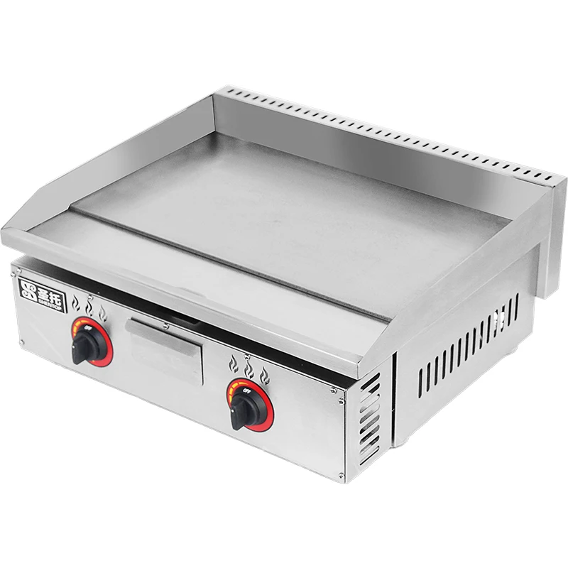 Non-Stick Griddle Portable Table Top Gas Flat Griddle Commercial Restaurant 2 Burners Gas Grill Griddle