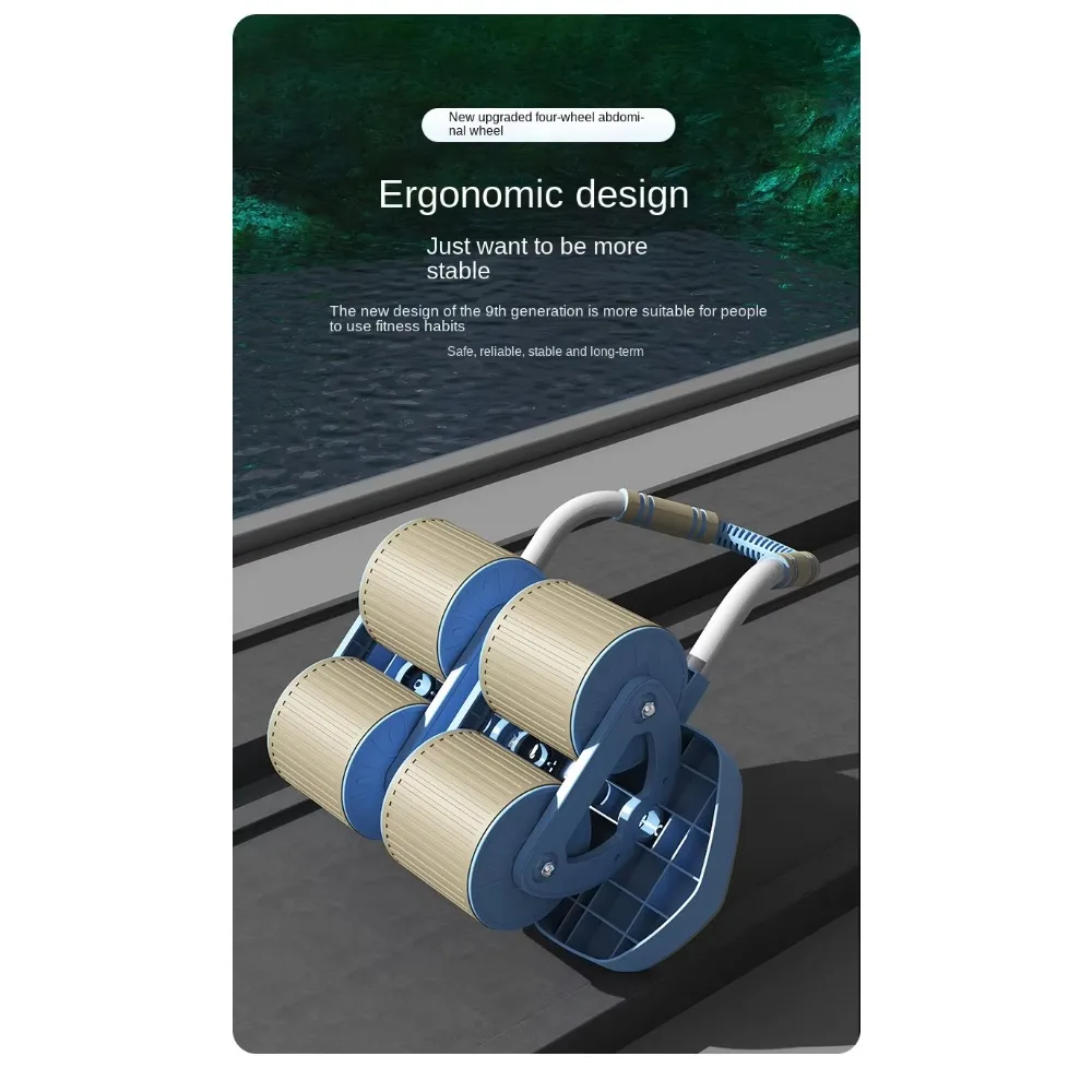 Four-wheel Ab Wheel with Automatic Rebound,Abdominal Muscle Training Equipmen,High-load-bearing Ab Curl Machine