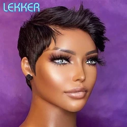 Lekker Ready to Wear Short Pixie Cut 13X6x1 Side Part Lace Front Human Hair Wigs For Women Glueless Brazilian Remy Hair Bob Wigs