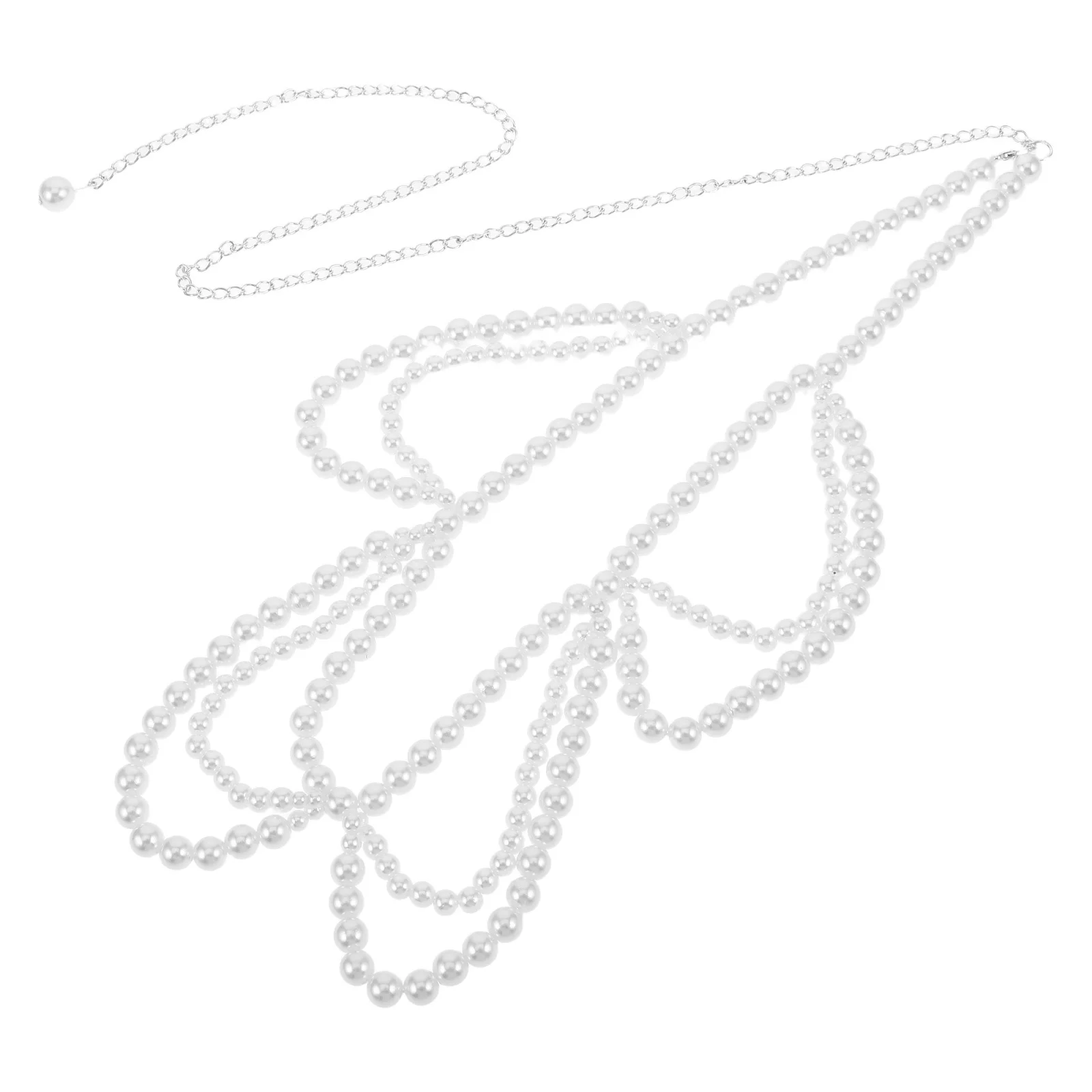 

Multilayer Faux Pearl Waist Chain Adjustable Beaded Waist Chain Belt for Women Wedding Dress Party Formal Belt for Dress