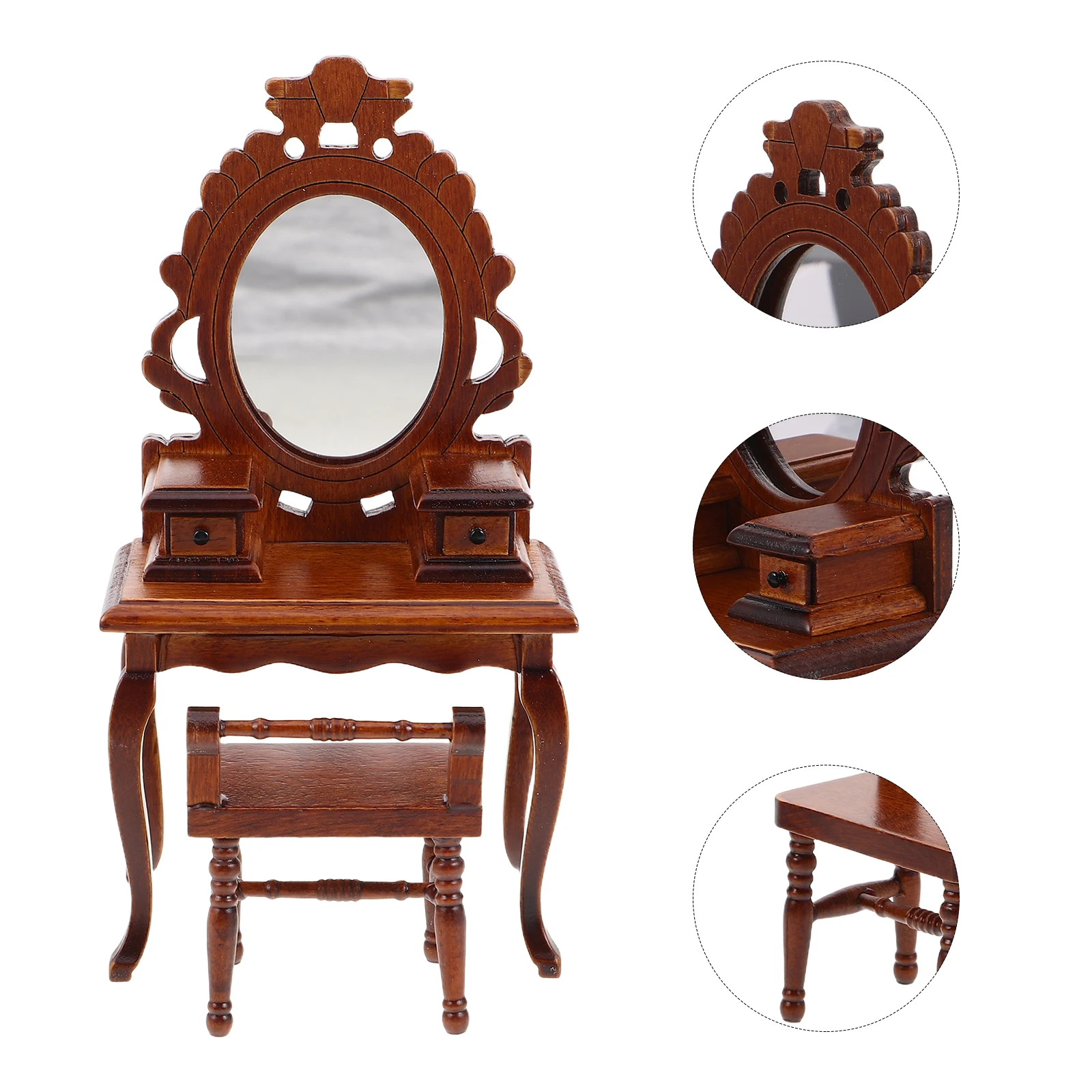 레트로 미니 가구 미니어처 장식 인형 집 침실 테이블 공주 액세서리 빈티지 책상 장난감