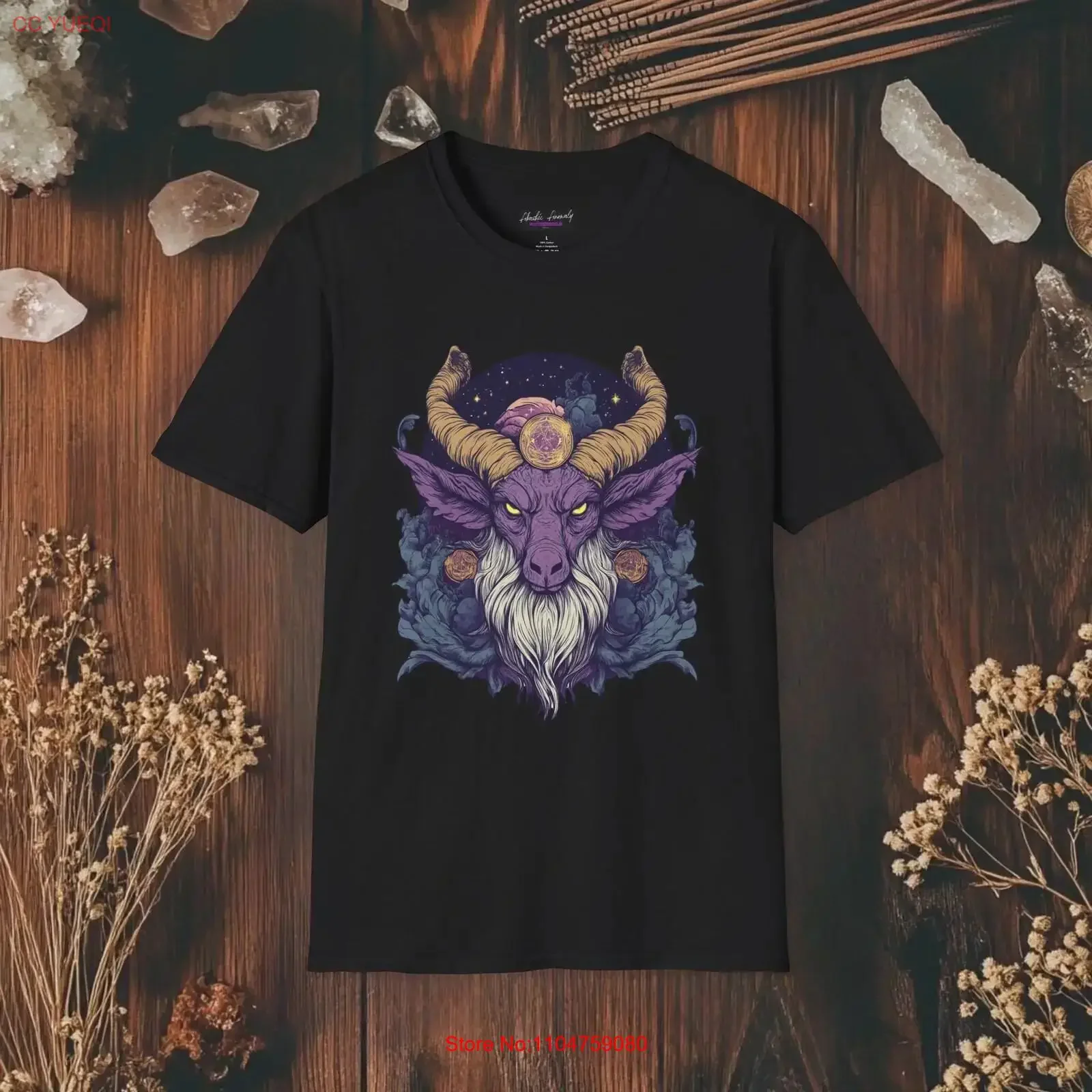 Mystical Bearded Goat T Shirt Occult Fantasy Esoteric Animal vintage Washed graphic designer clothes Comfortable Versatile Soft