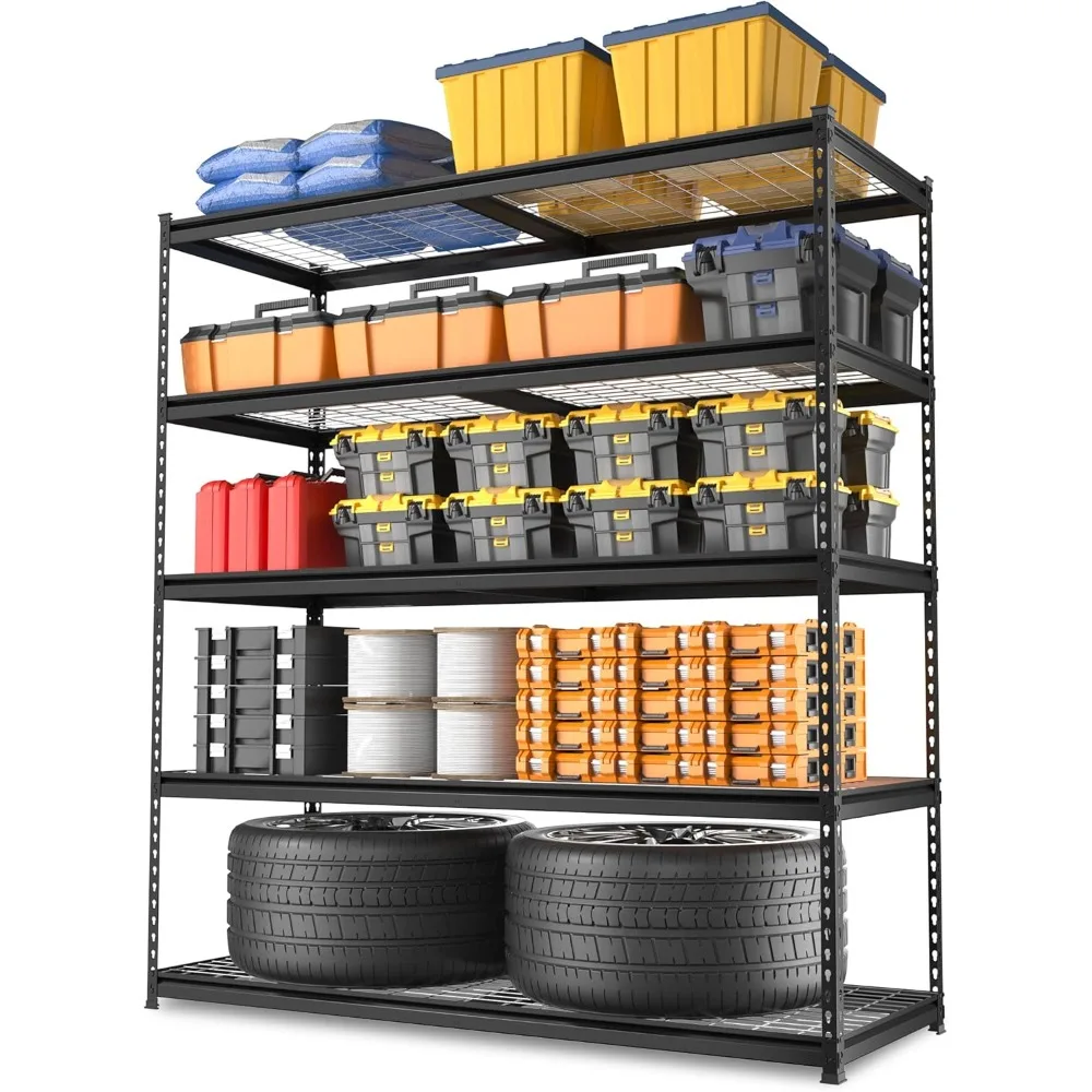 

5-Tier Heavy Duty Metal Shelving Unit, 48”W x 24”D x 72”H, Adjustable Storage Rack, 4000 lbs Total Load Capacity, Ideal for Gar