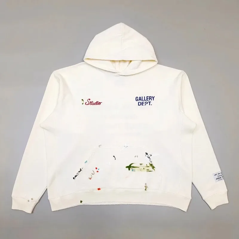 Gallery Dept Embroidery Hand Painted G Leather Inkjet Sweater High Street Vintage Loose Hoodie