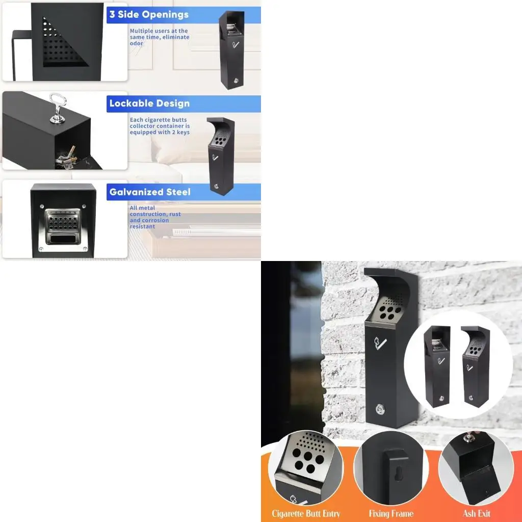 

Wall Mounted Trash Bin Galvanized Steel Frame For Durability Bottom Open for Home And Commercial Space