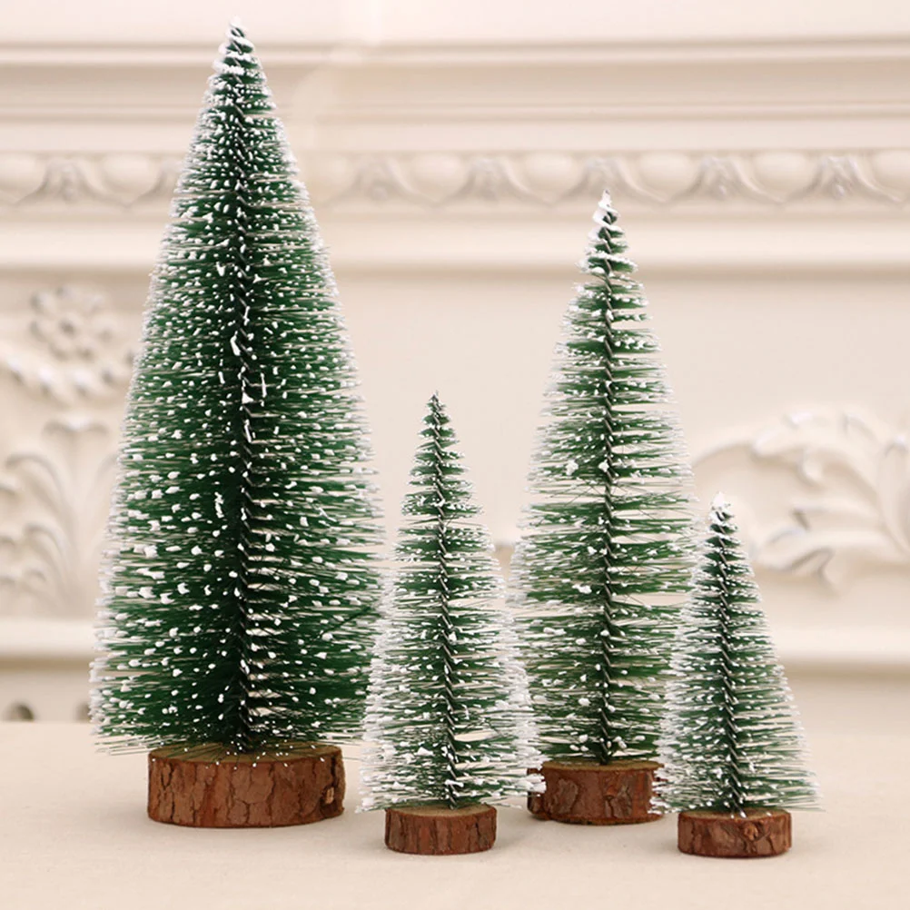 

2 Pcs Mini Pine Tree Christmas Decorations Party Supply Crafts Festival Adornment Green Plastic Xmas Table