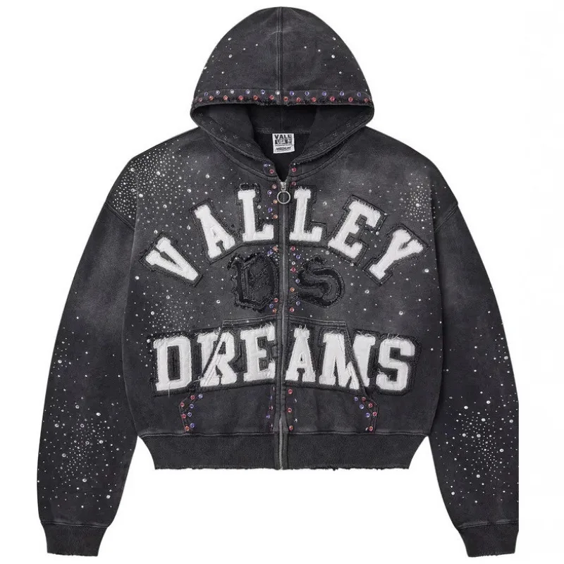 

American style dark style men's and women's loose casual design with a sense of hygiene, hooded sweatshirt and retro style