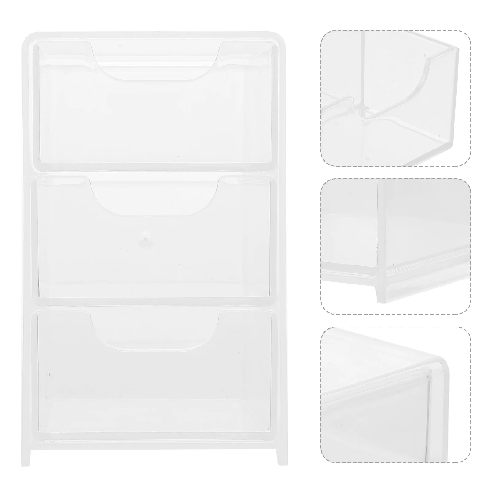 

Acrylic Desktop Drawer Organizer Box Clear Multi Layer Compartments Stain Repellent Compact Design Office Home Makeup Stationery